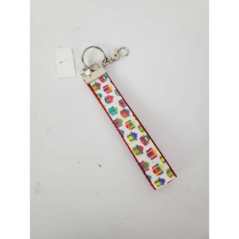 NWT Holiday‎ Christmas Key Ribbon Keychain Key Fob Wristlet